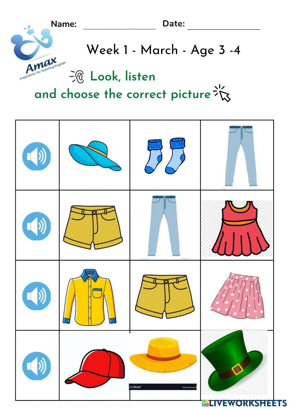 Week 1 - March (age 3-4)