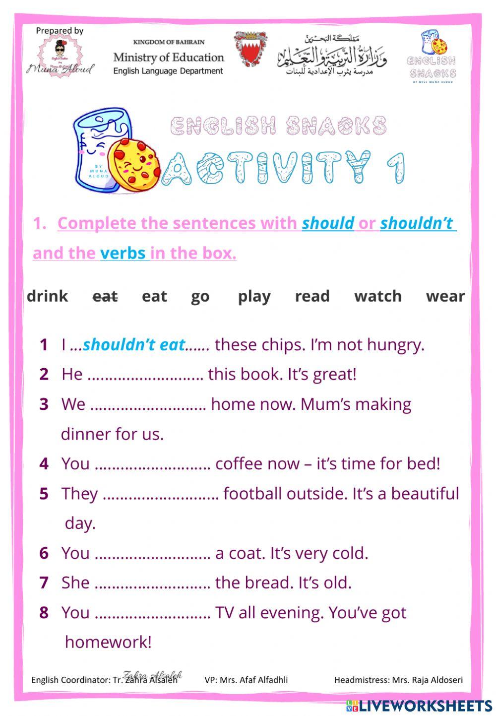 Should and shouldn't