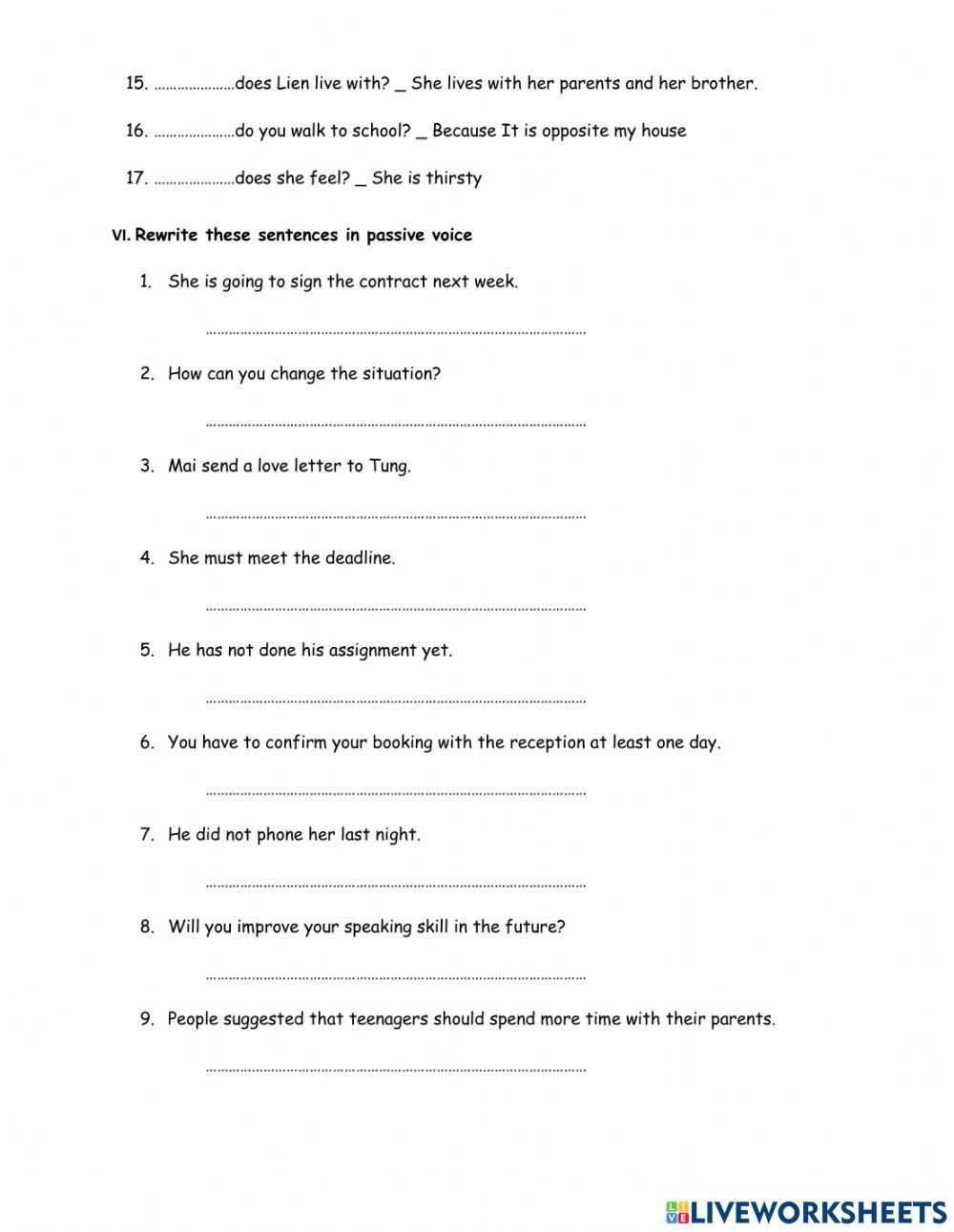 Tenses, Passive Voce, Wh- Questions