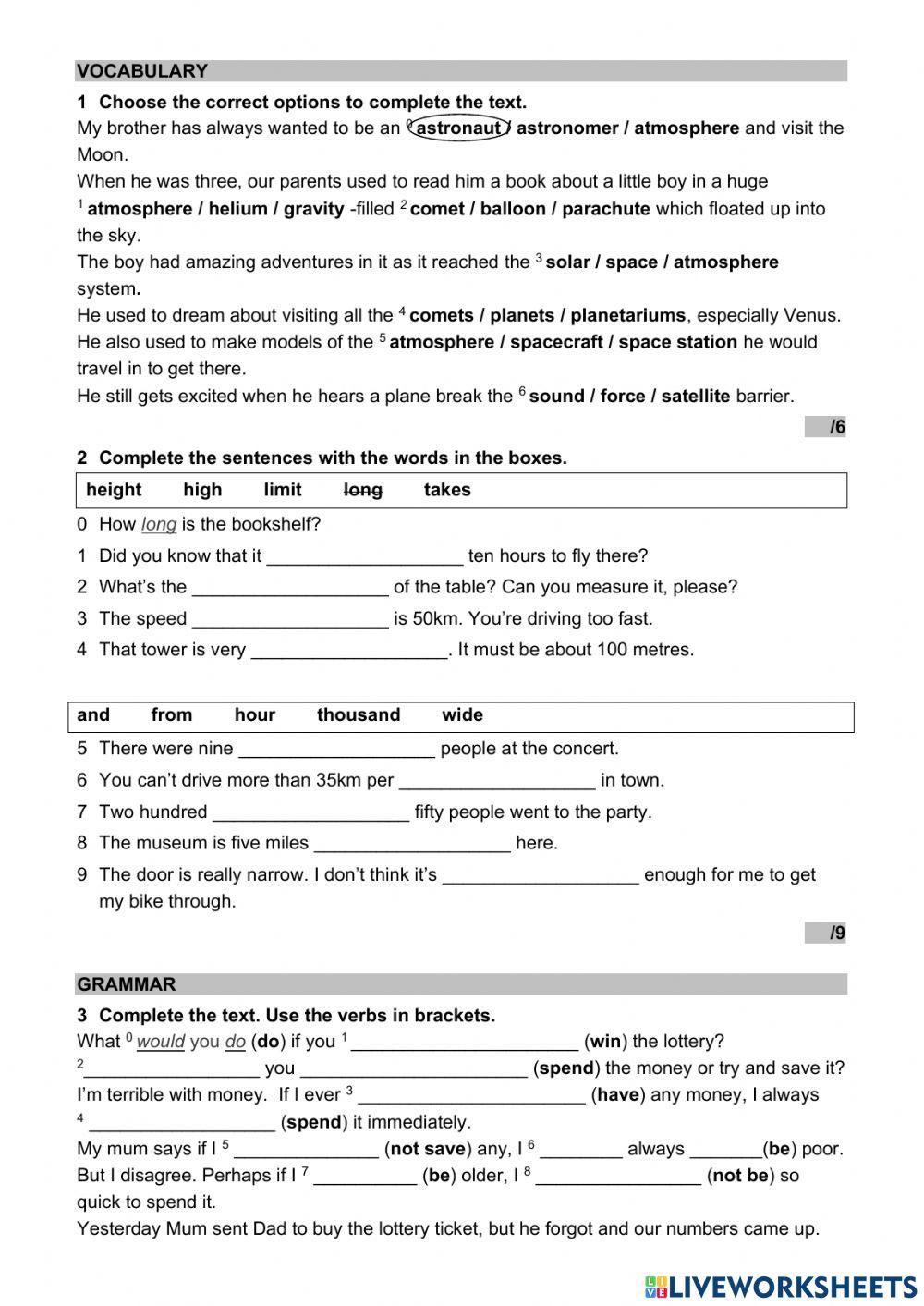WW 4 Unit 5 language test