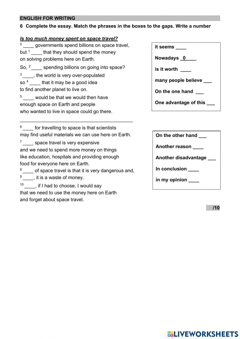 WW 4 Unit 5 language test