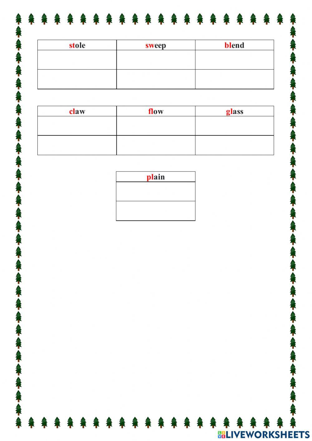 Consonant Cluster 2 Letters