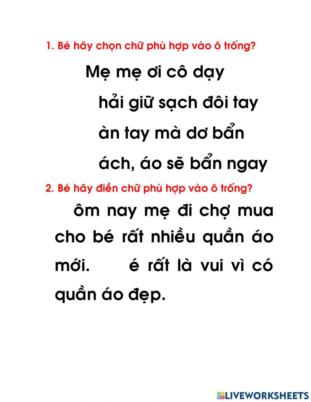 Bài tập chọn chữ hoa