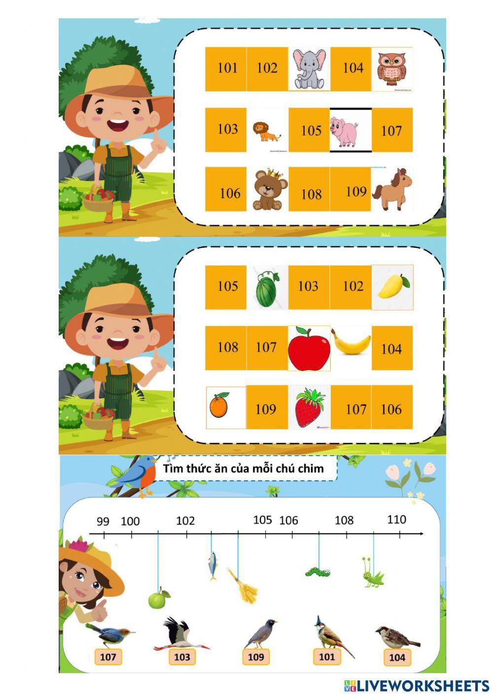 Các số từ 101 đến 110