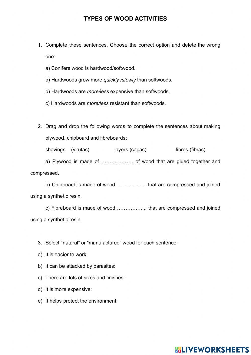 types-of-wood-worksheet-live-worksheets