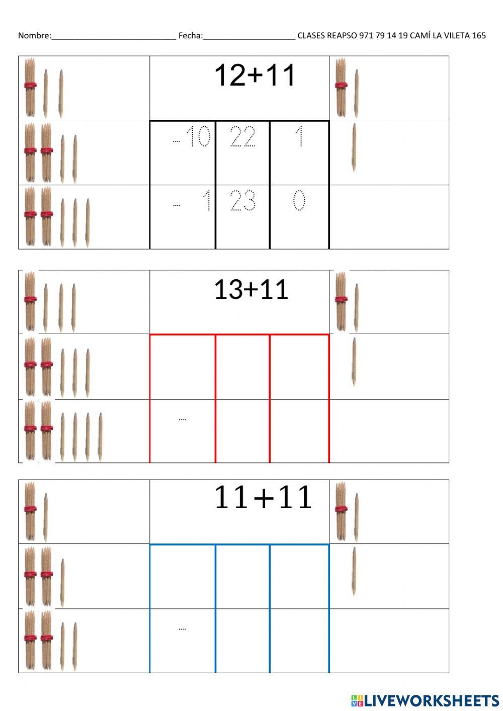 Sumas abn rejilla fáciles con palillos