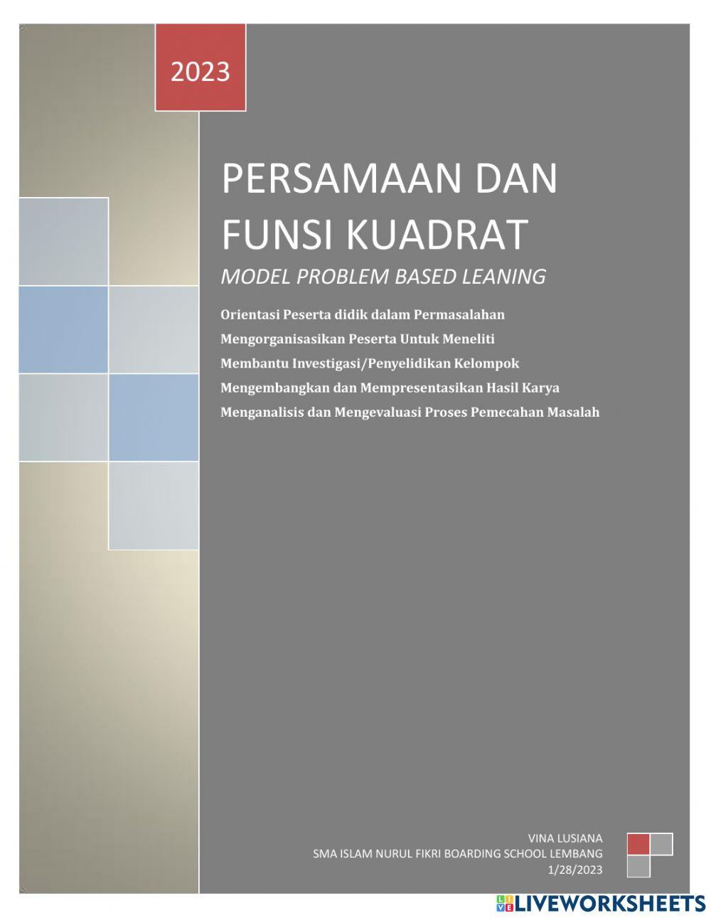 Fungsi persamaan kuadrat