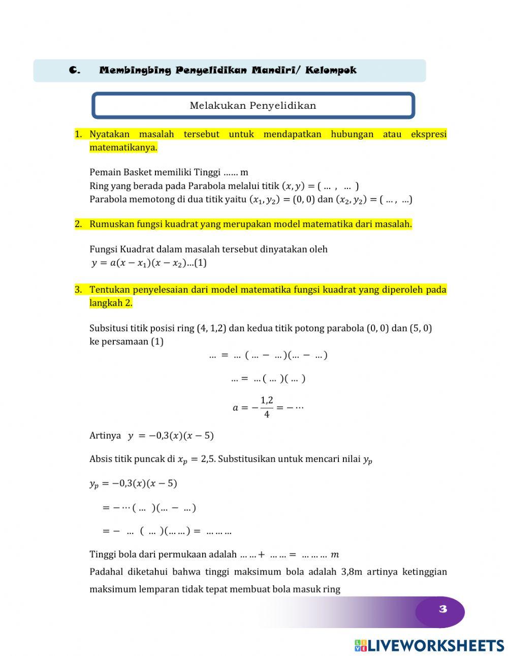 Fungsi persamaan kuadrat