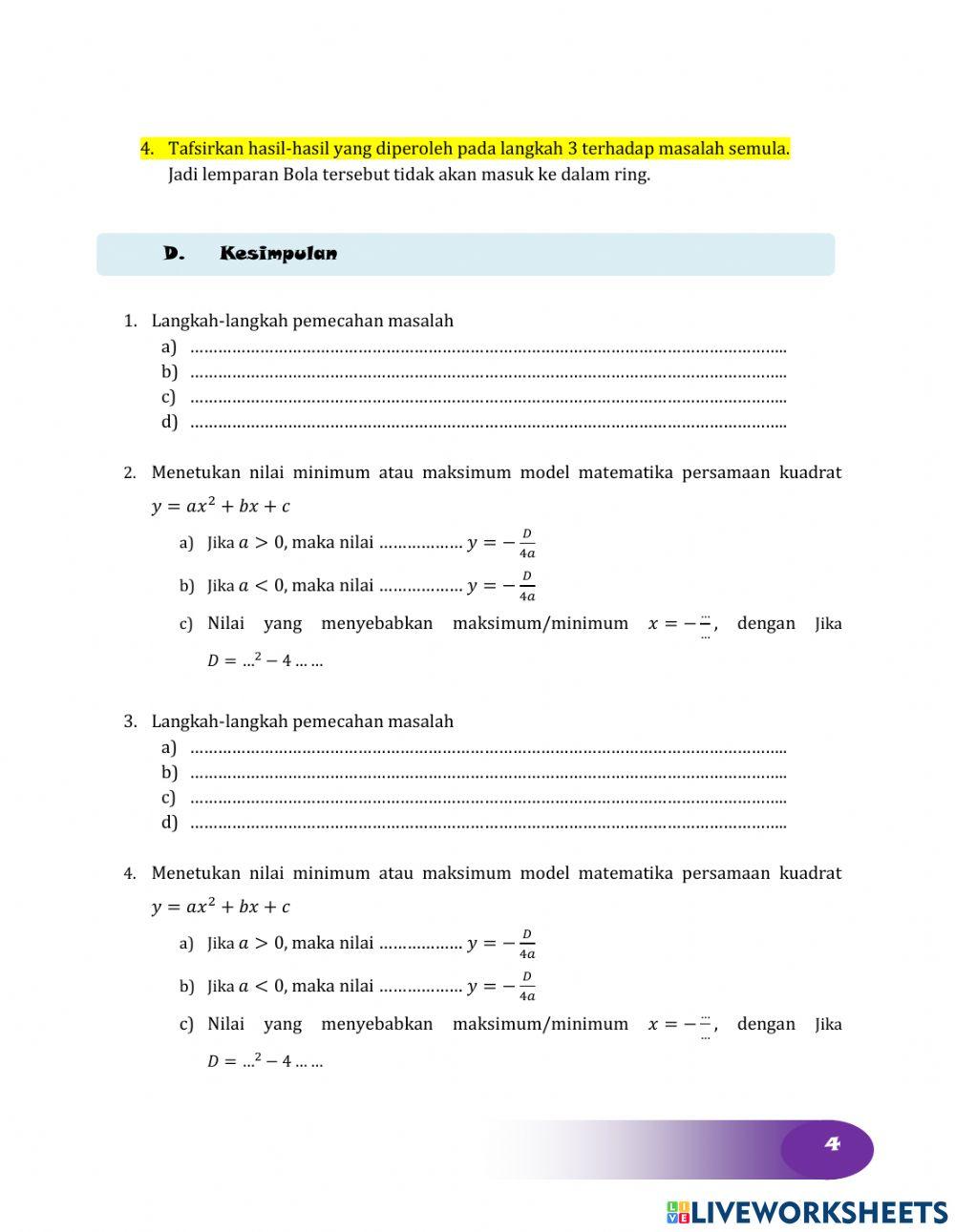 Fungsi persamaan kuadrat