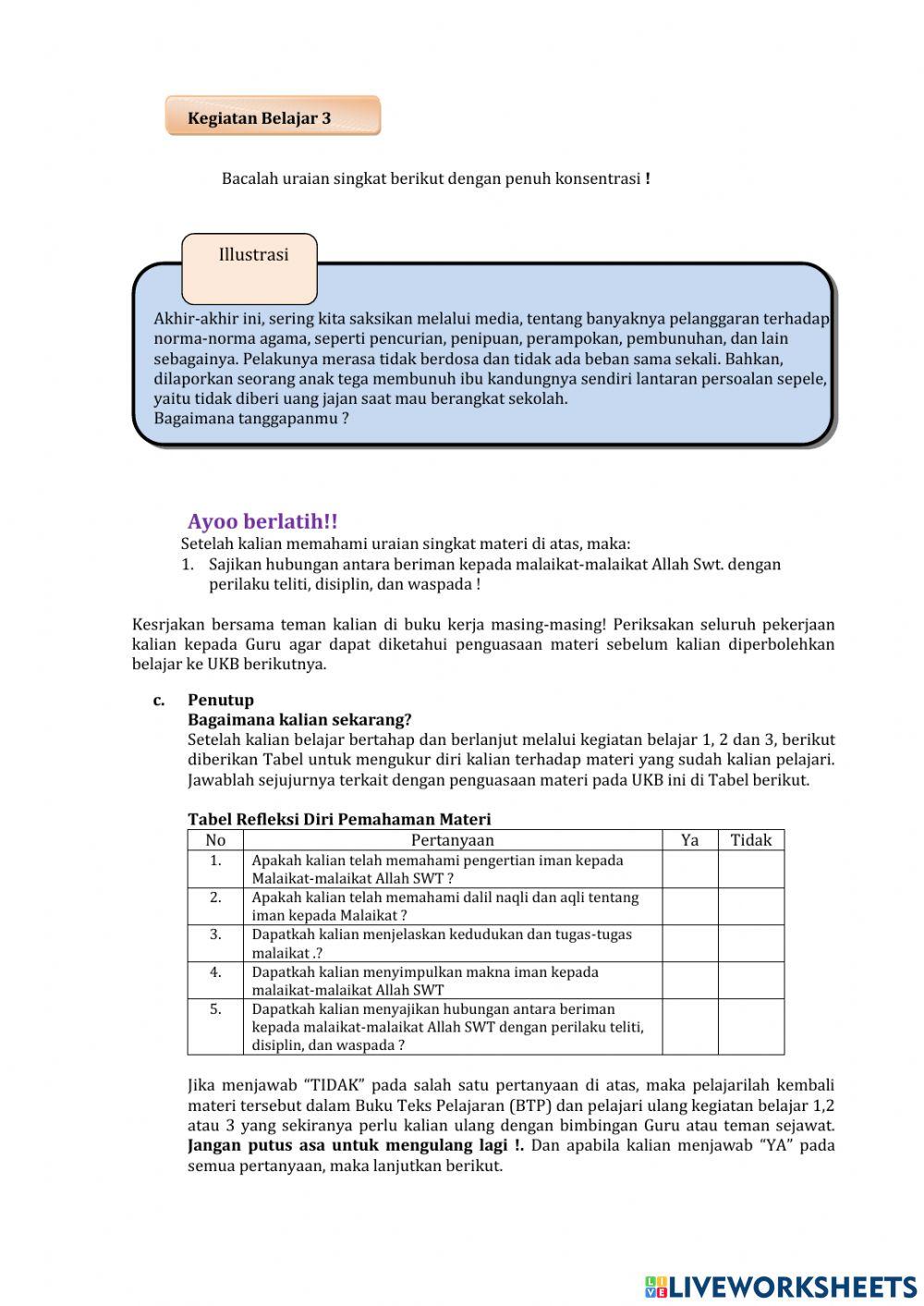 UKB Iman Kepada Malaikat Allah