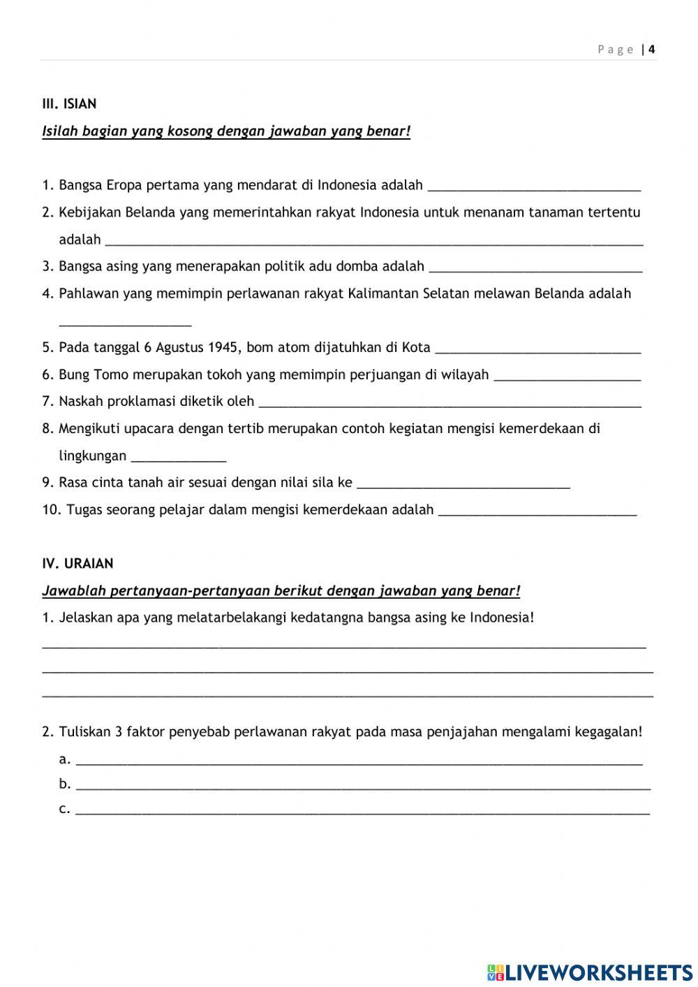 Penilaian harian ips tema 7