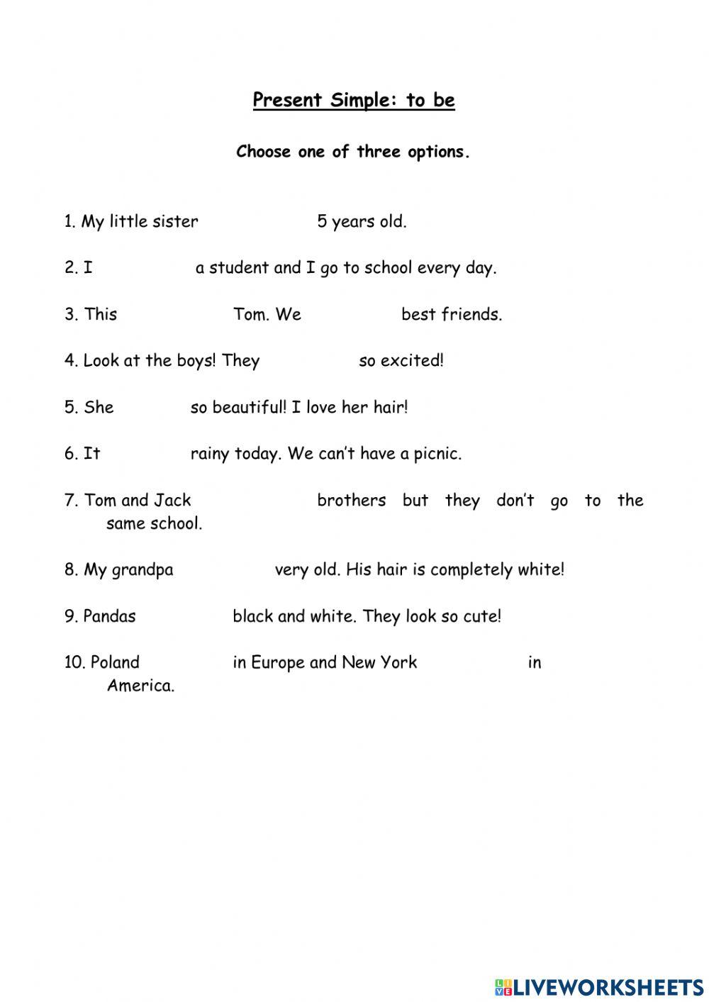 Present Simple: to be