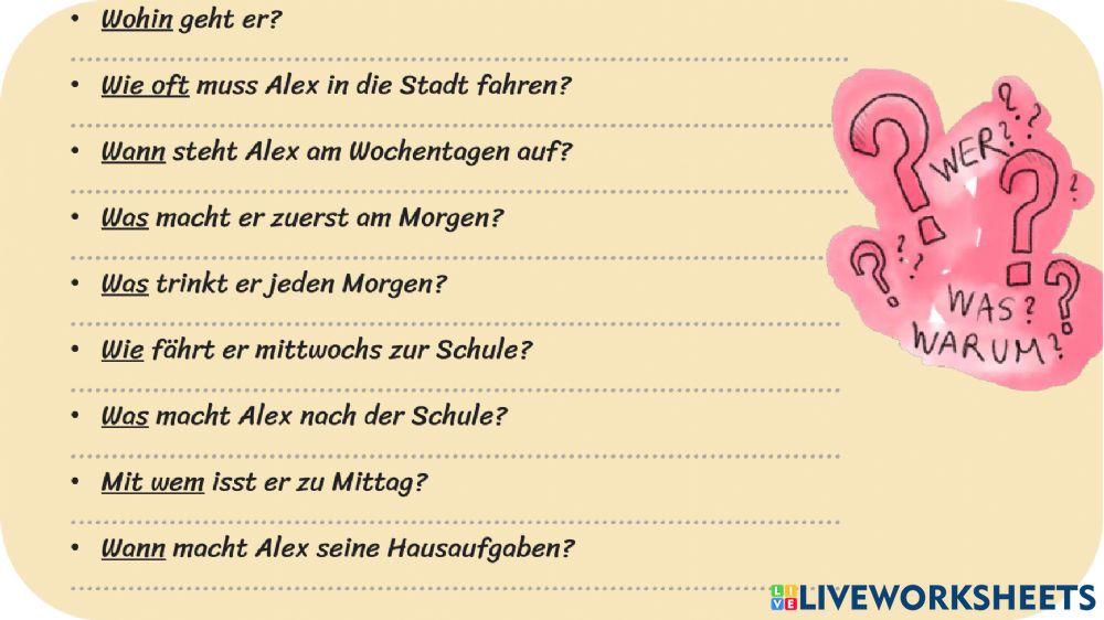 Tagesablauf-die Fragen