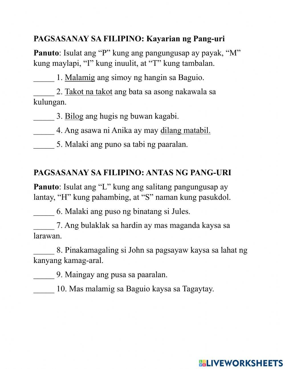 Pang-uri: Antas at kayarian