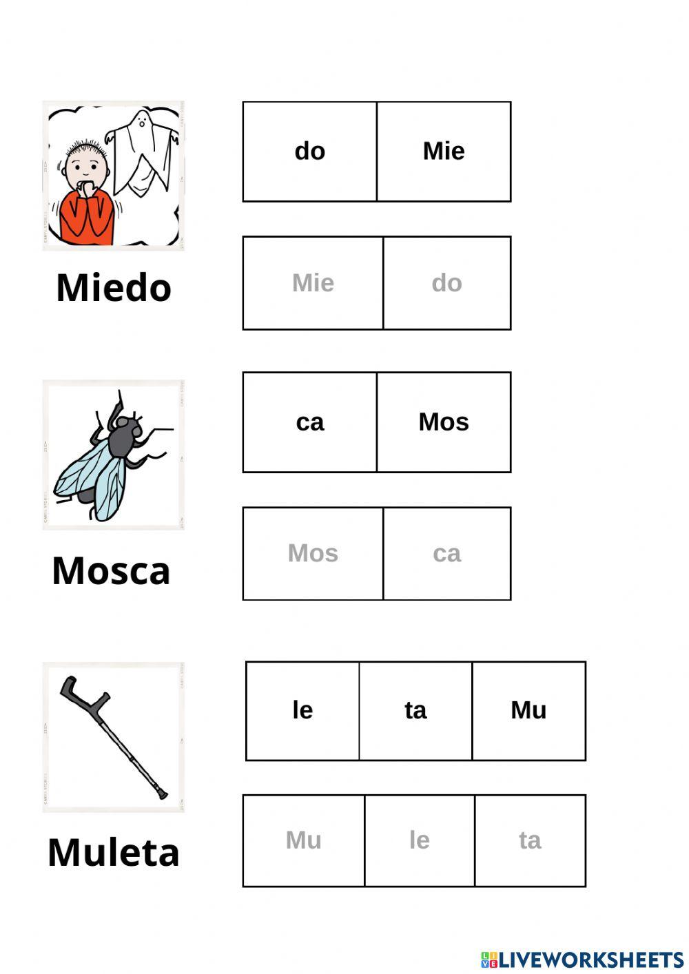 Ordena las siguientes palabras