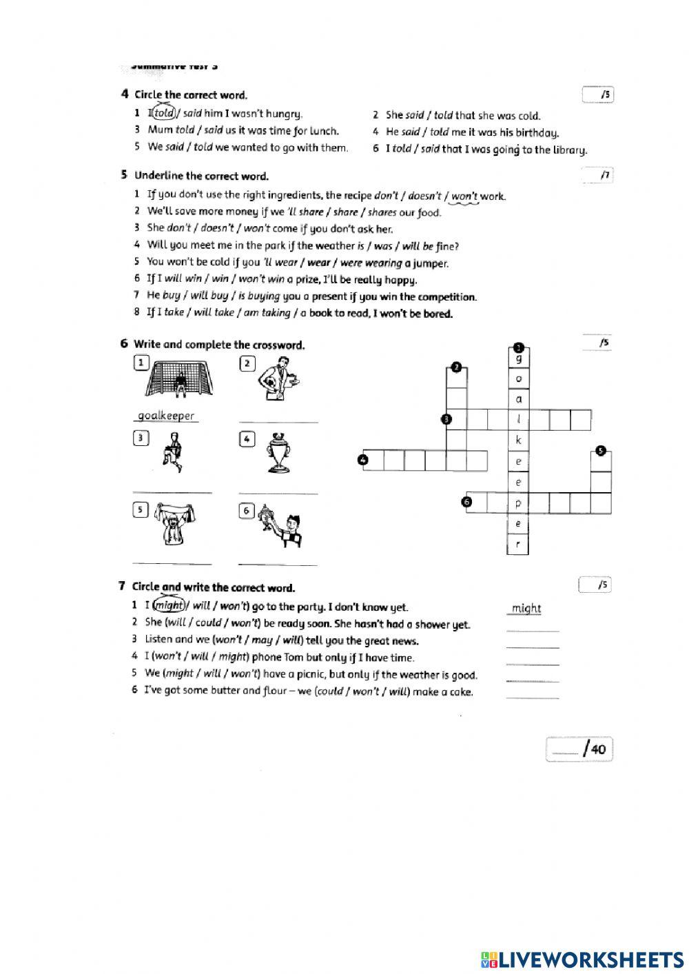 Family and friends 5 Summative test 3