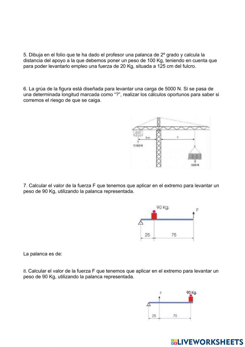 Exemen mecanismos: Palancas