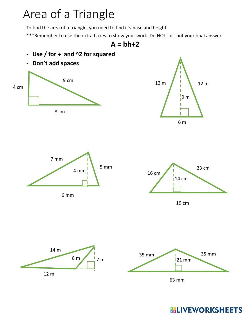Area of triangles Area of triangles