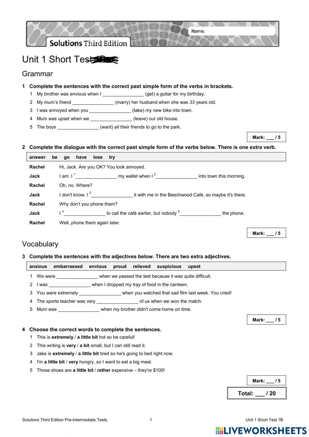 Short Test Sol Pre-int 1(1)