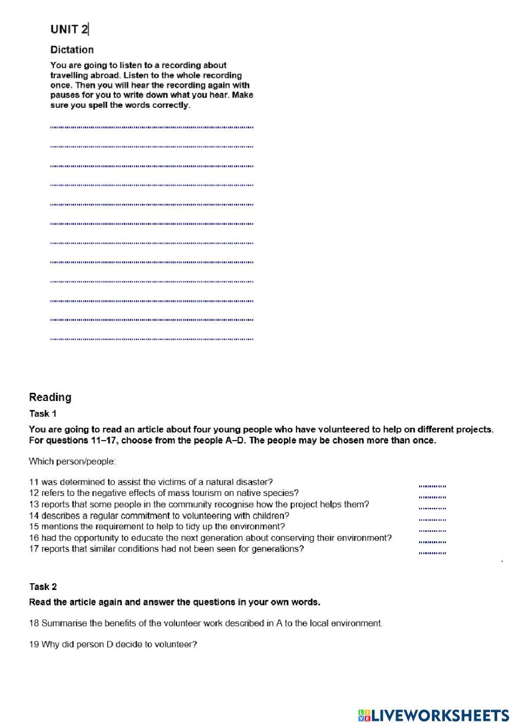 GOLD EXP B2 - unit 2 test part 2