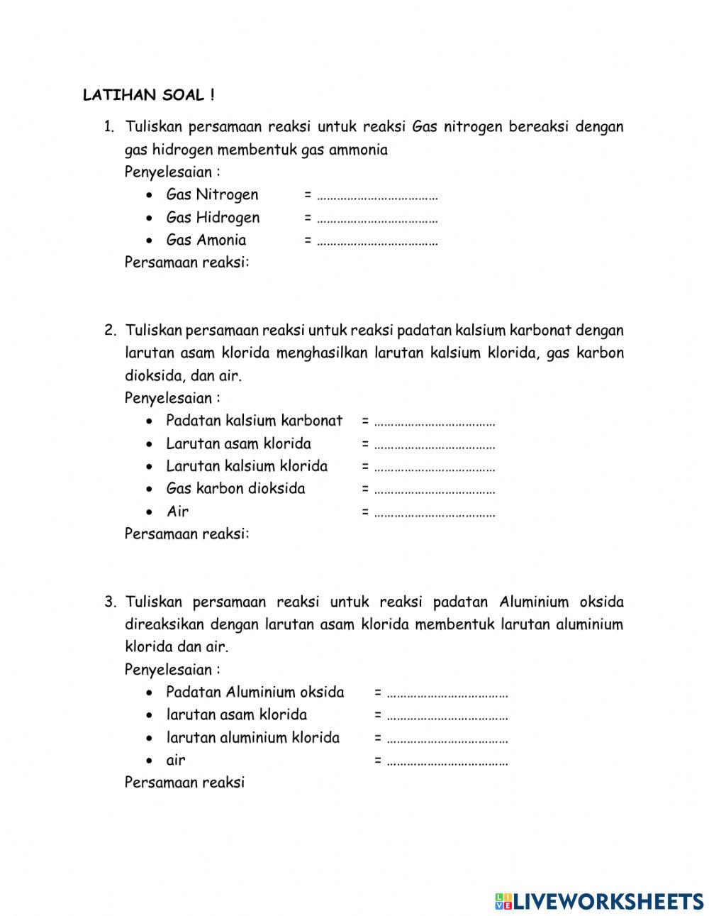 Persamaan Reaksi Kimia