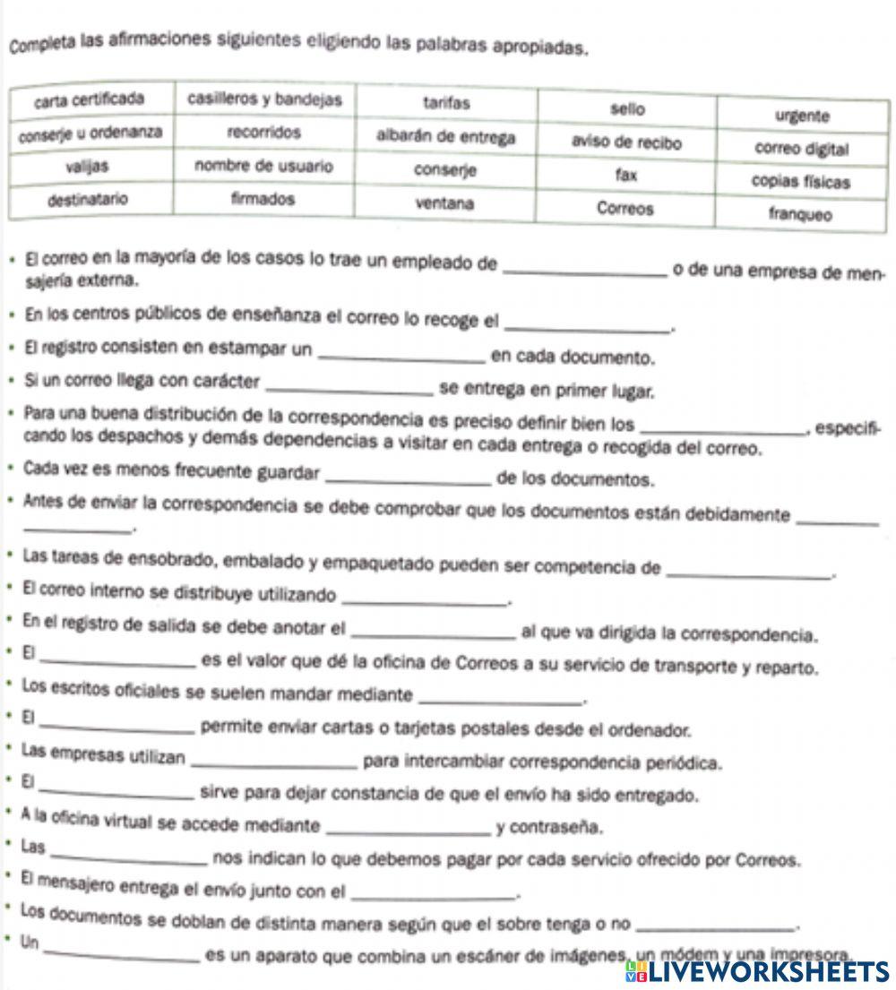 Tramitación de correspondencia