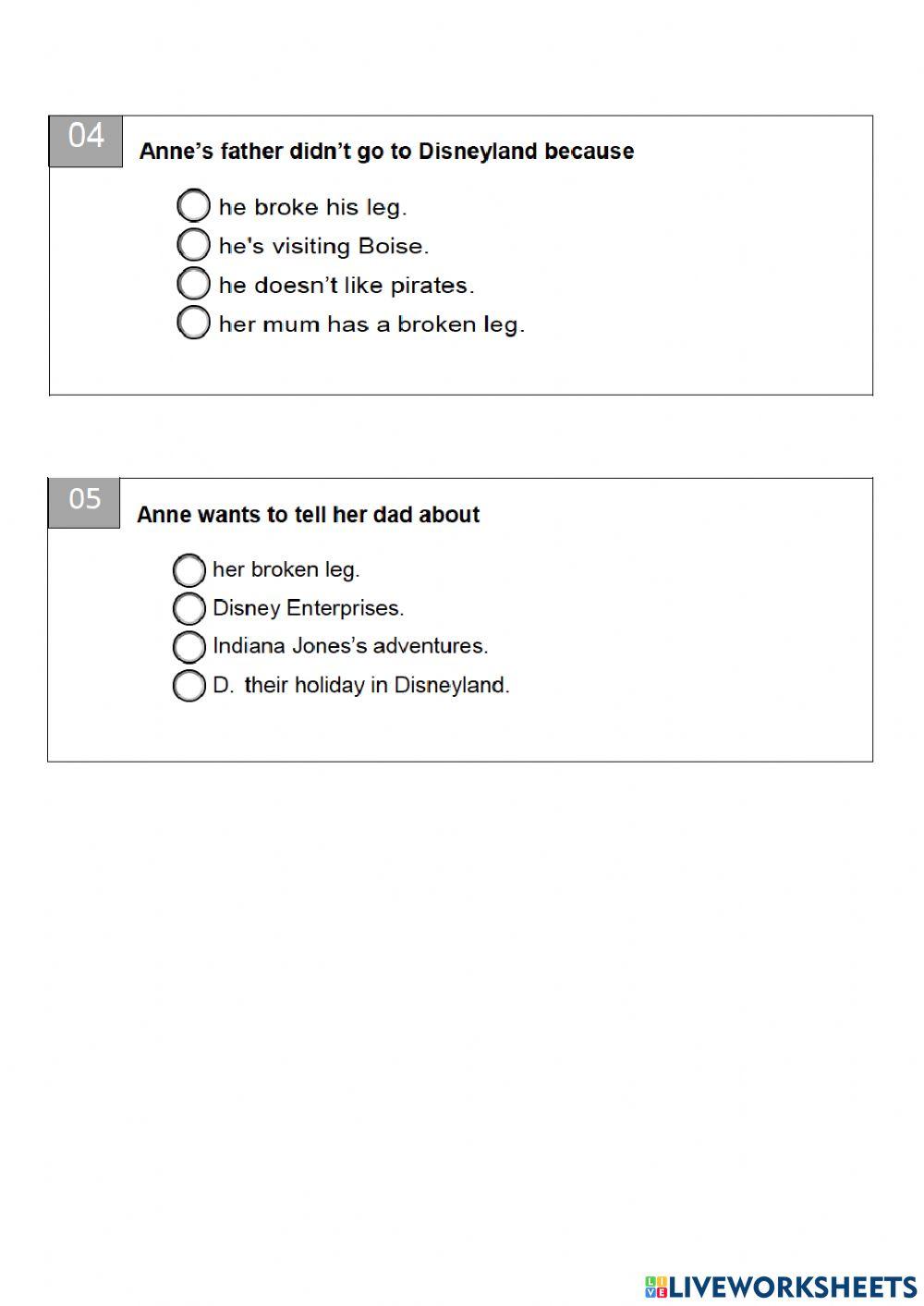 Reading. a postcard FROM DISNEYLAND