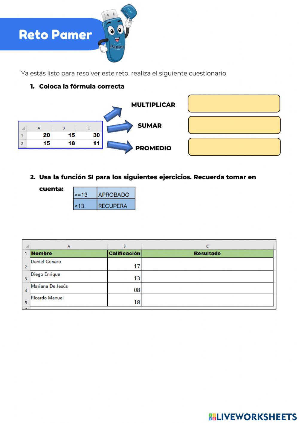 Funciones de excel