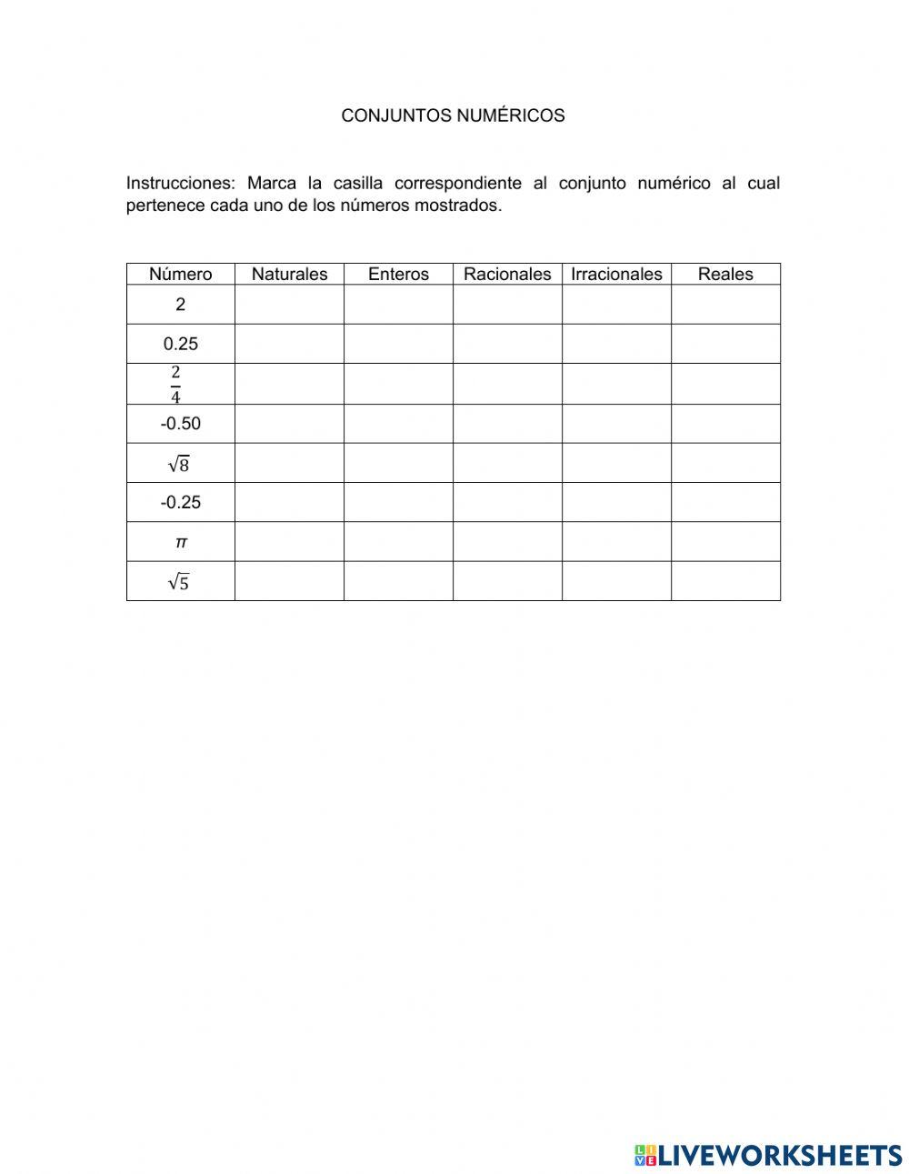 Conjuntos numéricos