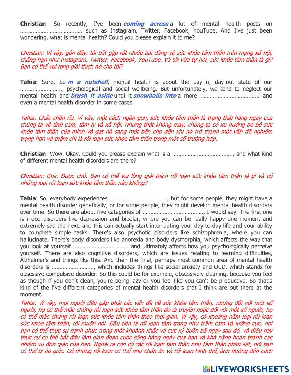 Listening mental health