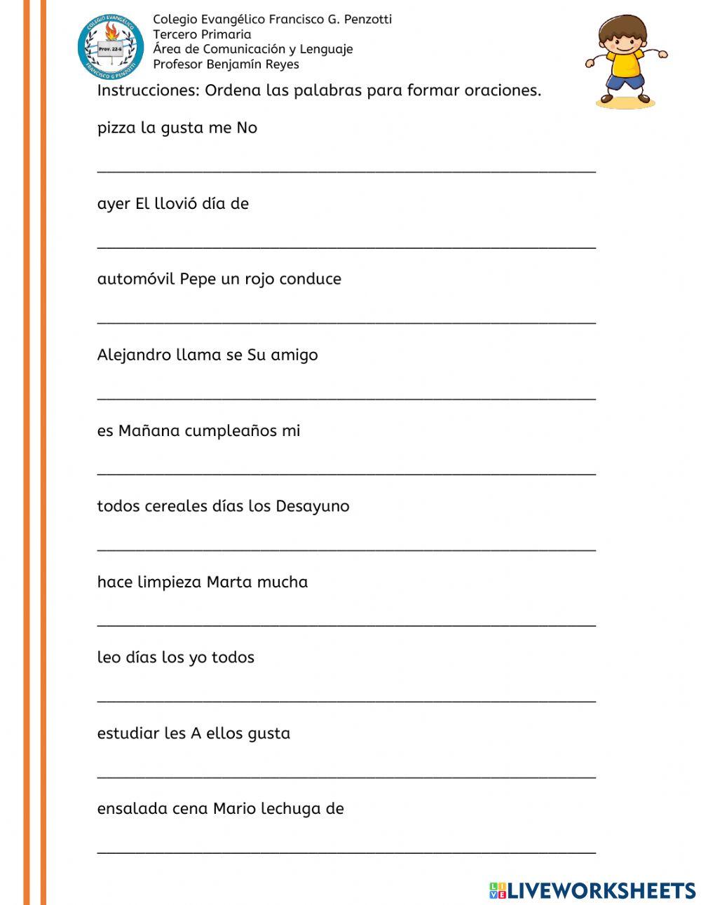 Ordenamiento de oraciones