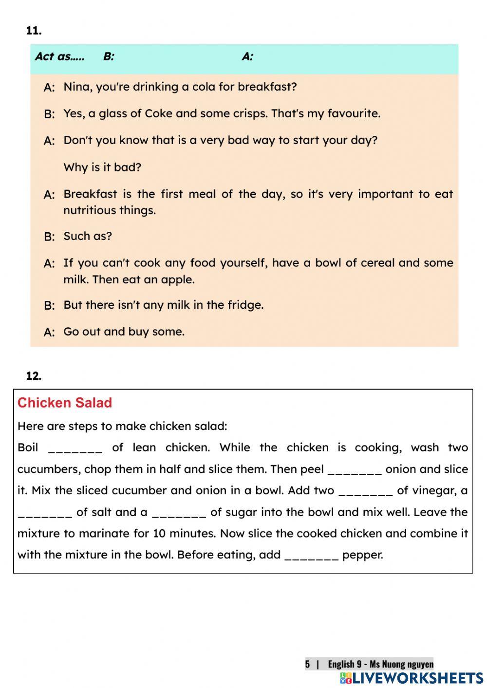 E9U7 (speaking) RECIPES AND EATING HABITS -nuongnguyen