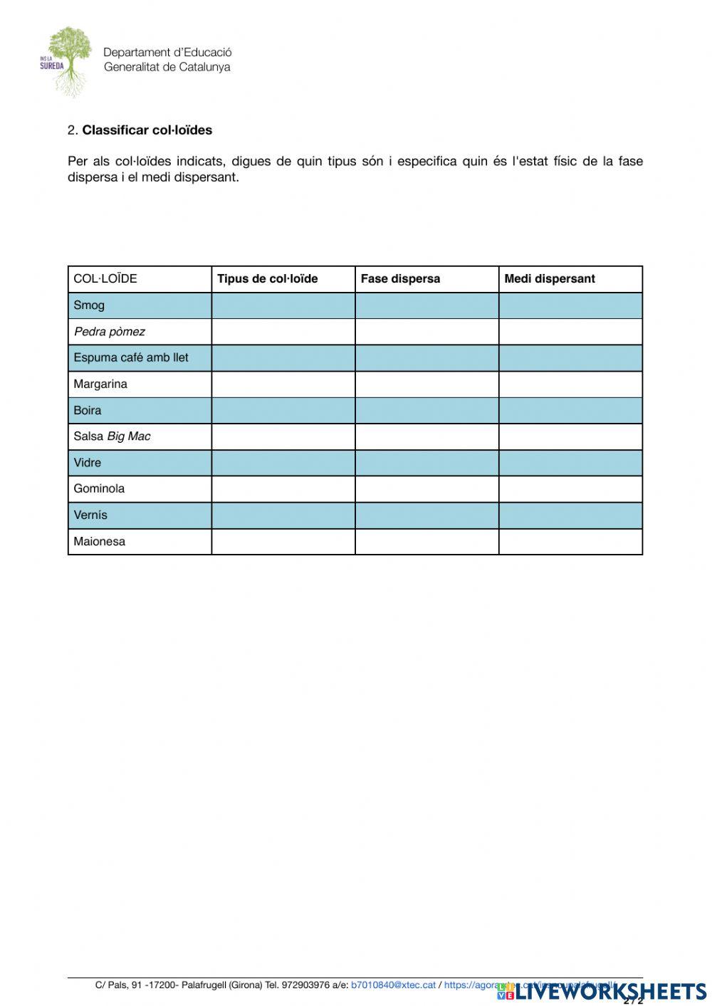 Classificació matèria
