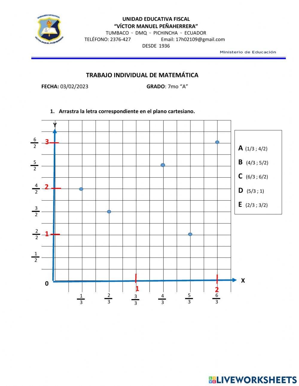 Pares ordenados con fracciones