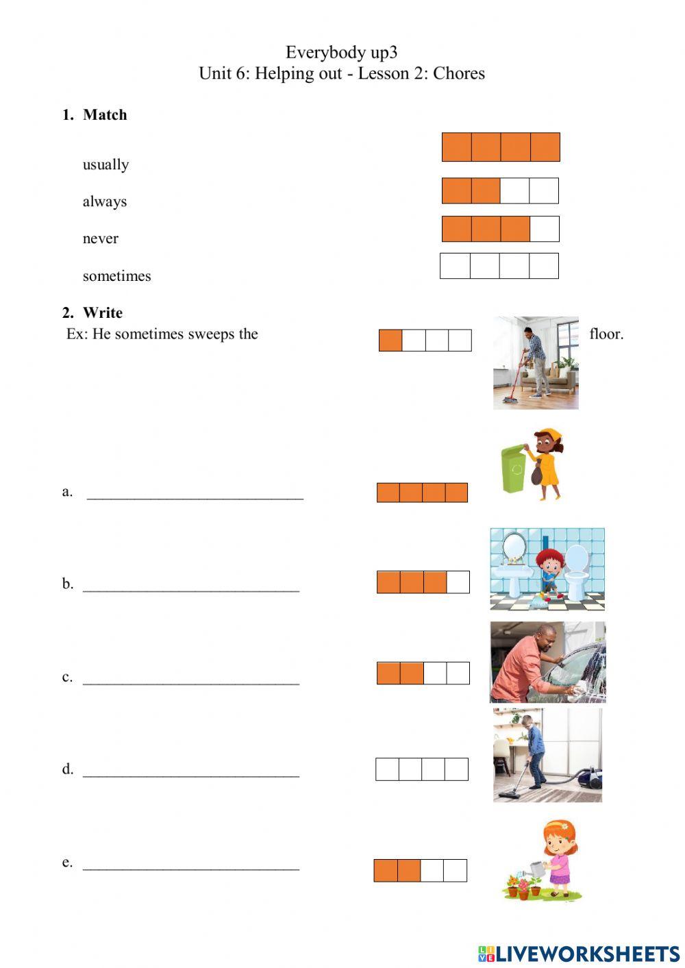 Everybody up3  Unit 6: Helping out - Lesson 2: Chores