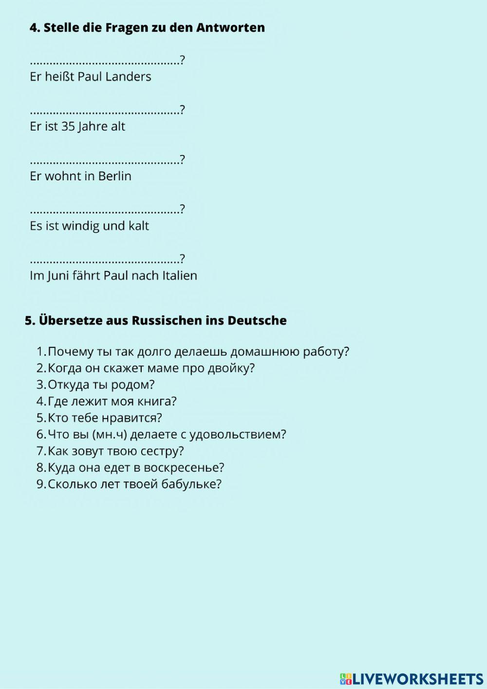 W-Fragen oder Fragewörter