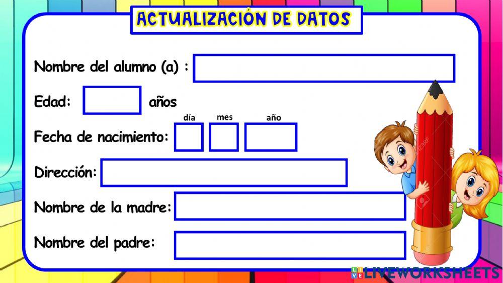 Ficha de actualización de datos Ficha de actualización de datos