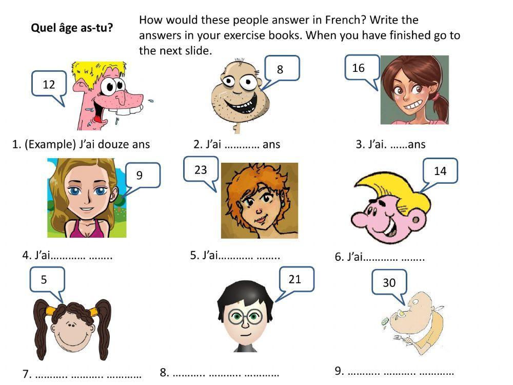 Quel Age As Tu Worksheet