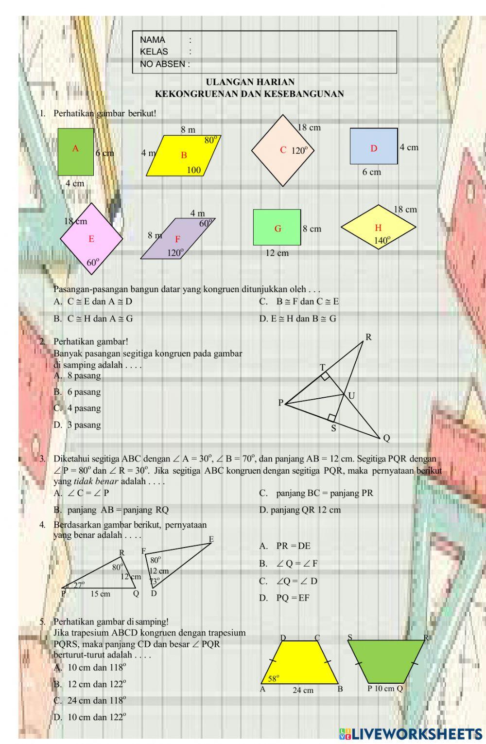 Ulangan harian kesebangunan dan kongruen