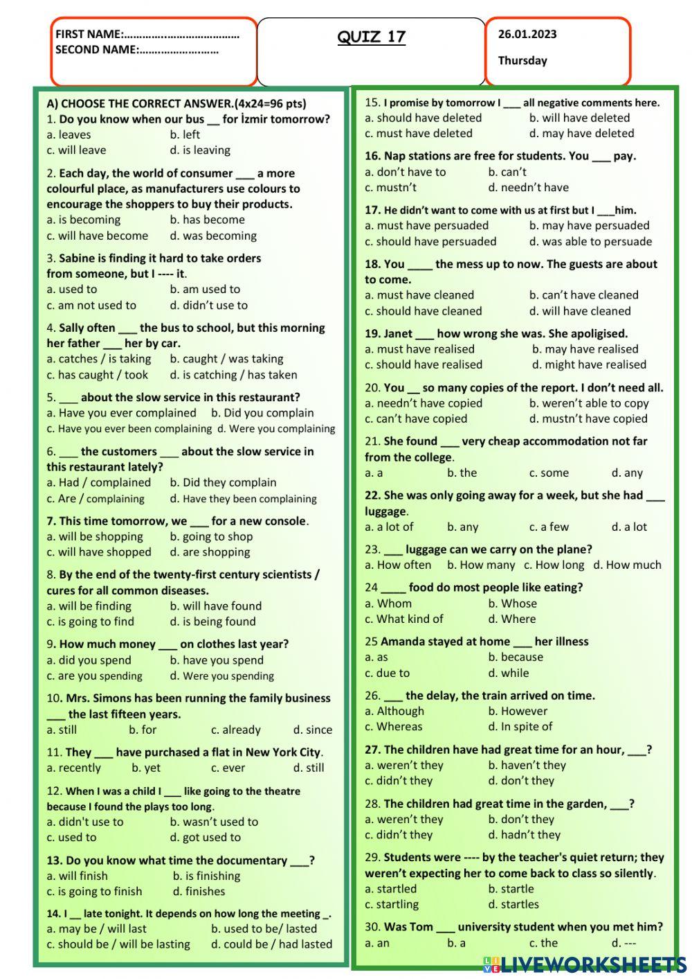 Quiz 17-TED-January-4-revision test 2
