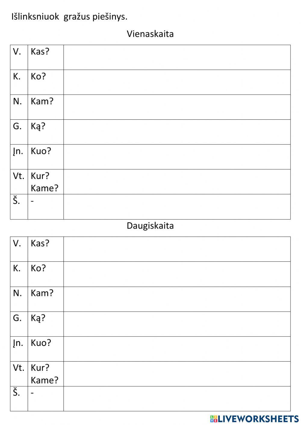 Būdvardžio linksniavimas.