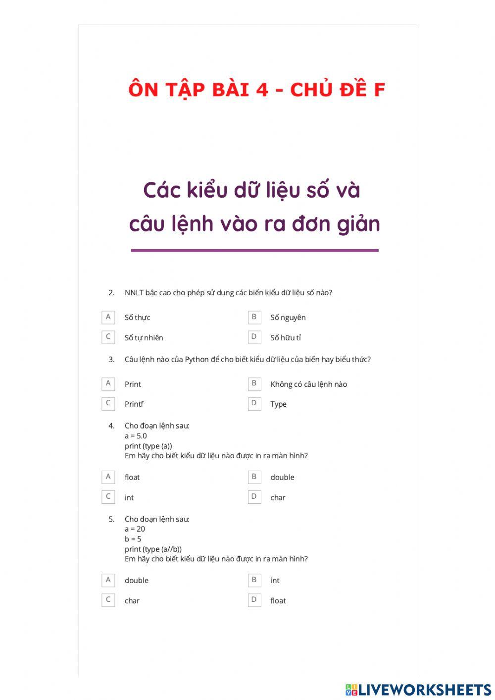 Chủ đề F - Bài 4