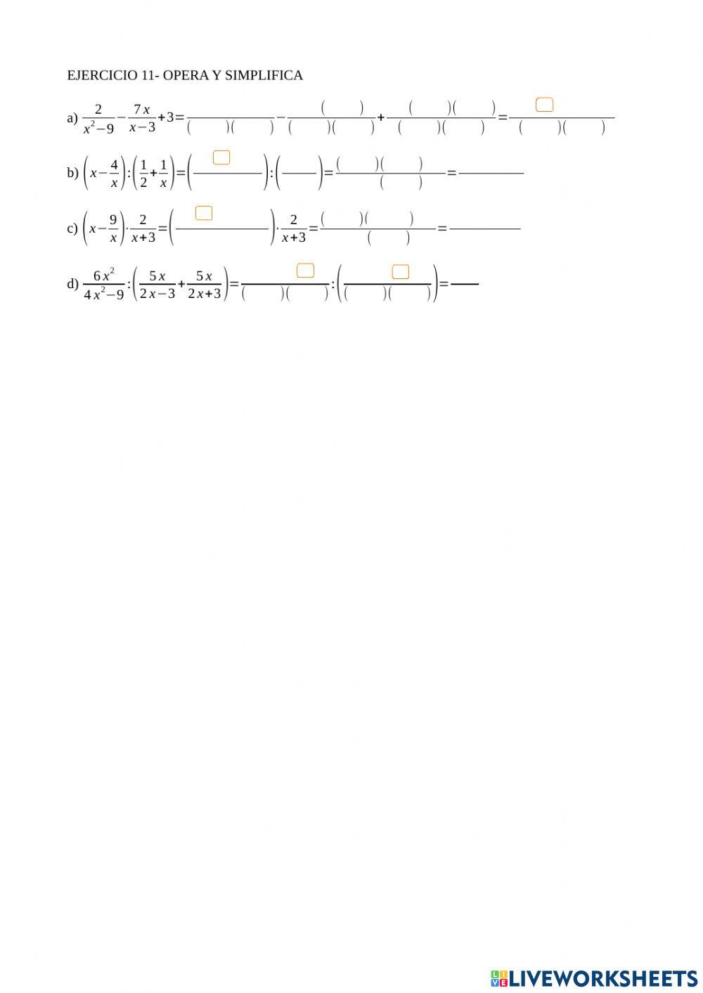 Fracciones algebraicas: sumas y restas