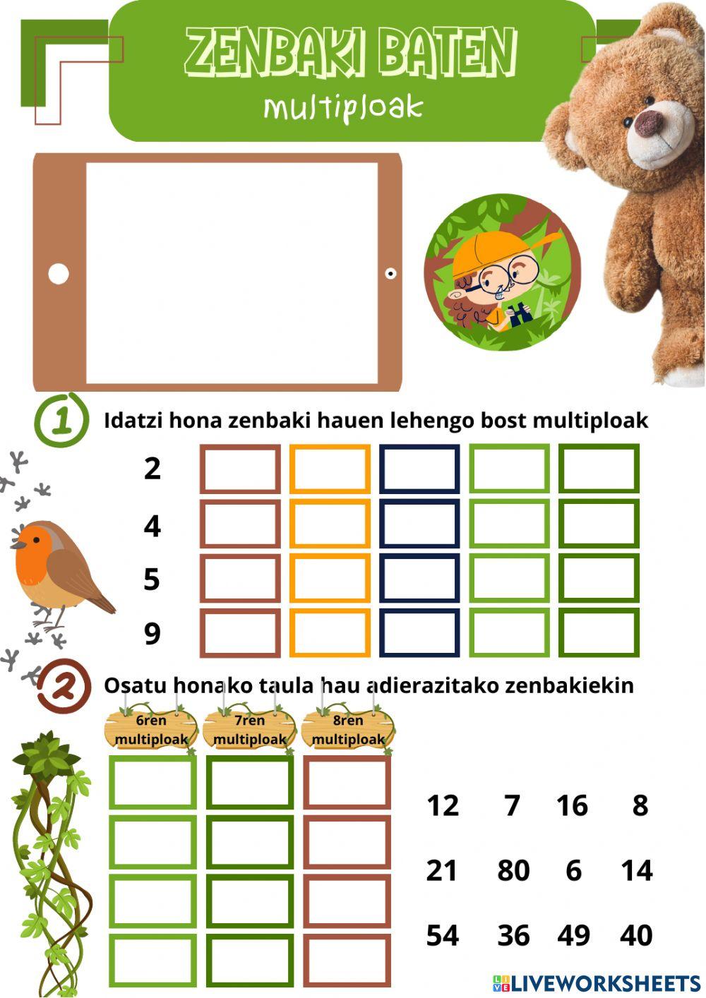 Zenbaki baten multiploak eta zatitzaileak worksheet Live Worksheets Zenbaki baten multiploak eta zatitzaileak worksheet Live Worksheets