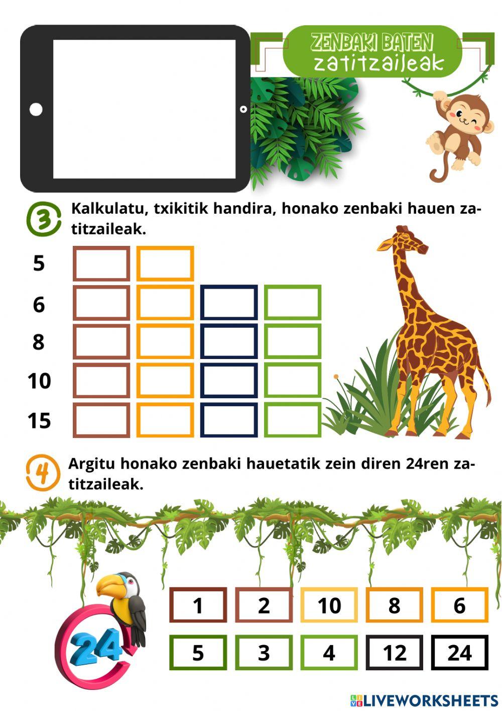 Zenbaki baten multiploak eta zatitzaileak