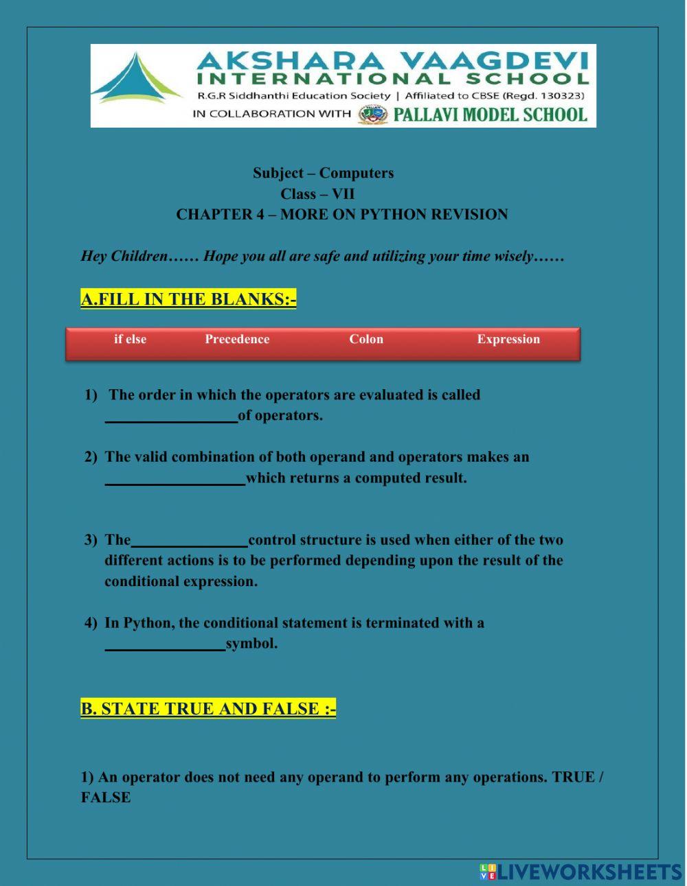 2532646 | Revision Worksheet More on Python | sarivasanta