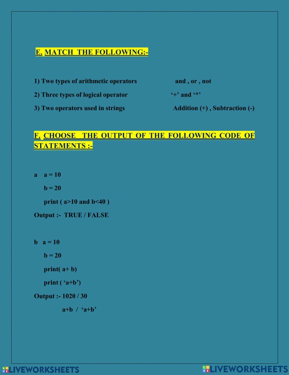 2532646 | Revision Worksheet More on Python | sarivasanta