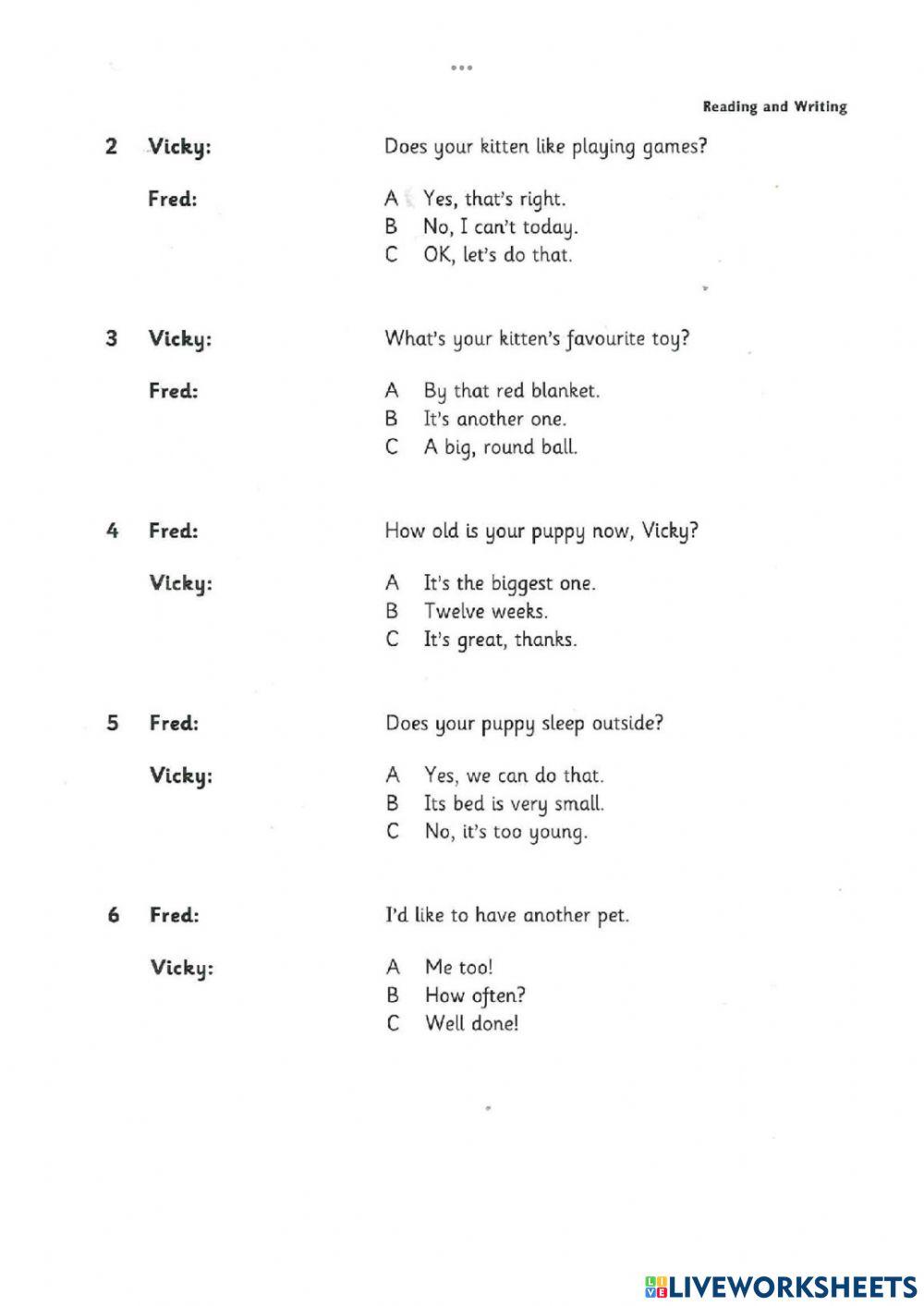 Movers. Test 1. R-W. Part 2