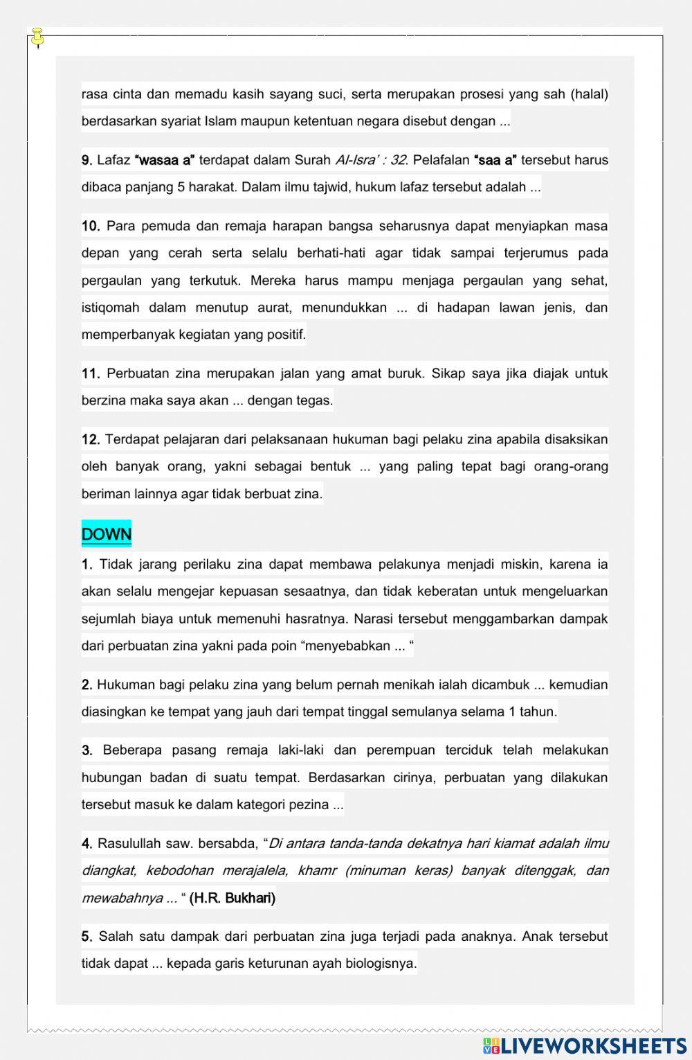 TTS Menjauhi Pergaulan Bebas dan Zina