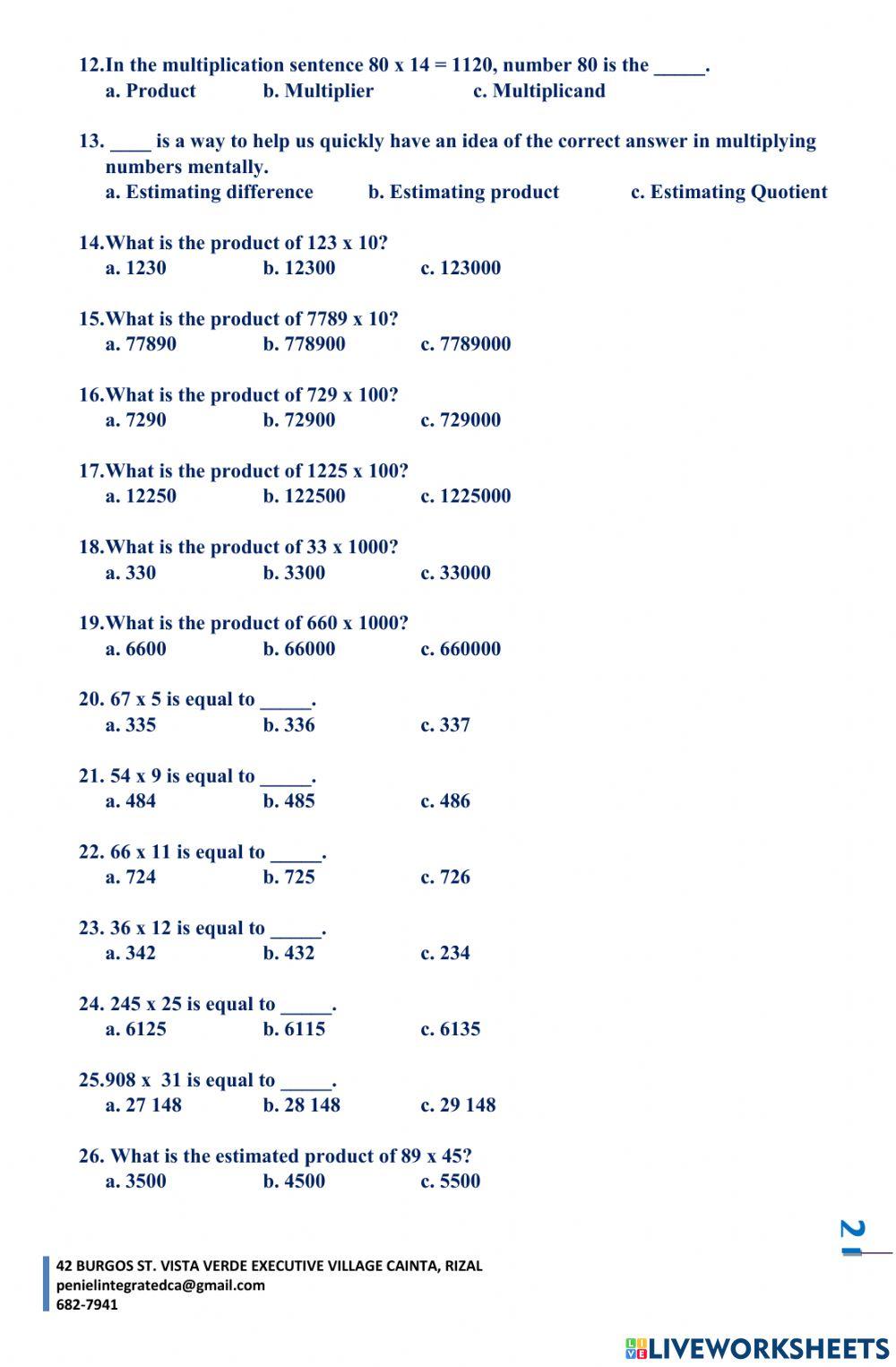 Q2 EXAM MATH 3 online exercise for | Live Worksheets